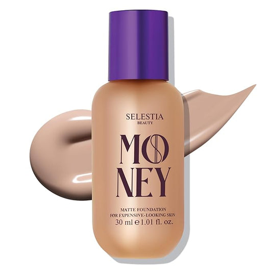 Money Liquid Matte Foundation – Long-Lasting, Natural Looking & Buildable Coverage – For Combination, Dry, Oily Skin – Lightweight & Moisturizing (Cloud)