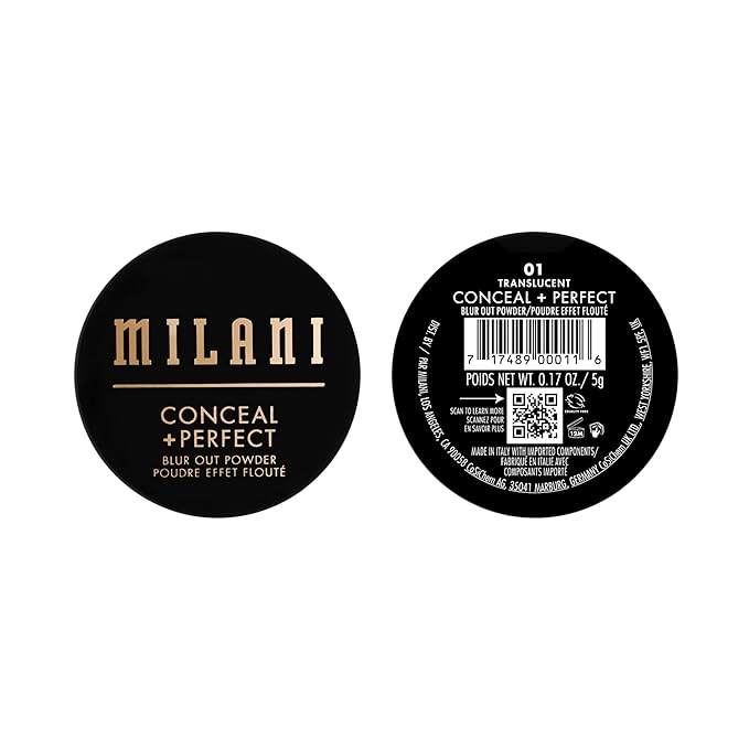 Milani Conceal + Perfect Setting Powder Makeup -Translucent Blur Out Talc-free Formula, Pore Blurring Filtered Finish