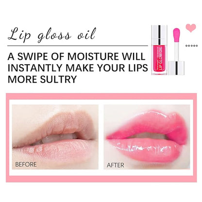 Hydrating Lip Glow Oil Long Lasting Plumping Lip Gloss Clear Lip Gloss Moisturizing Lip Oil Repairing Lip Lines and Prevents Dry Cracked for Lip Care and Dry Lips CHERRY