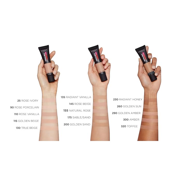 L'Oreal Paris Cover Liquid Foundation, With 4% Niacinamide, Long Lasting, Natural Finish, Available In 20 Shades, Spf 25, Infallible 32H Matte Cover, Shade 155, 30Ml