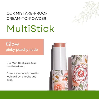 Honeybee Gardens Color Within Reach MultiStick, Glow, Pinky Peachy Nude, Multipurpose Makeup, Natural Glow, Easy Application, Vegan, Cruelty-Free, Net Wt. 0.2 oz