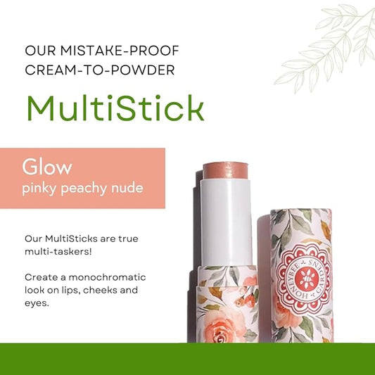 Honeybee Gardens Color Within Reach MultiStick, Glow, Pinky Peachy Nude, Multipurpose Makeup, Natural Glow, Easy Application, Vegan, Cruelty-Free, Net Wt. 0.2 oz
