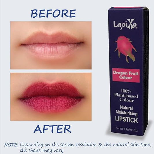 100% Plant-based Color Lipstick, Unique Formula, Natural + Moisturizing | Non-Toxic, All Food Ingredients, Antioxidant-rich, Natural Matte Vibrant Color, 4.4g/0.15oz (Dragon Fruit color)