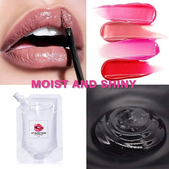 Lip Gloss Base, DIY Lip Gloss Moisturizing, Non-Sticky, Vegan Lip Makeup Oil(1Pack 50ML+3 Packs 20ML)