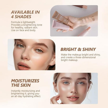 Natural Glow Illuminator Glotion - Glowing, Moisturizing, Lightweight Base, Multi-Purpose - Hydrating & Illuminating Makeup Highlighter for Radiant, Sun-Kissed Look (#2 Light, 1.35 Fl Oz (Pack of 1))