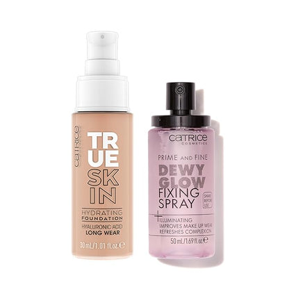 Catrice | True Skin Foundation 43 & Prime & Fine Dewy Glow Spray Bundle | Full Coverage Makeup | Vegan & Cruelty Free