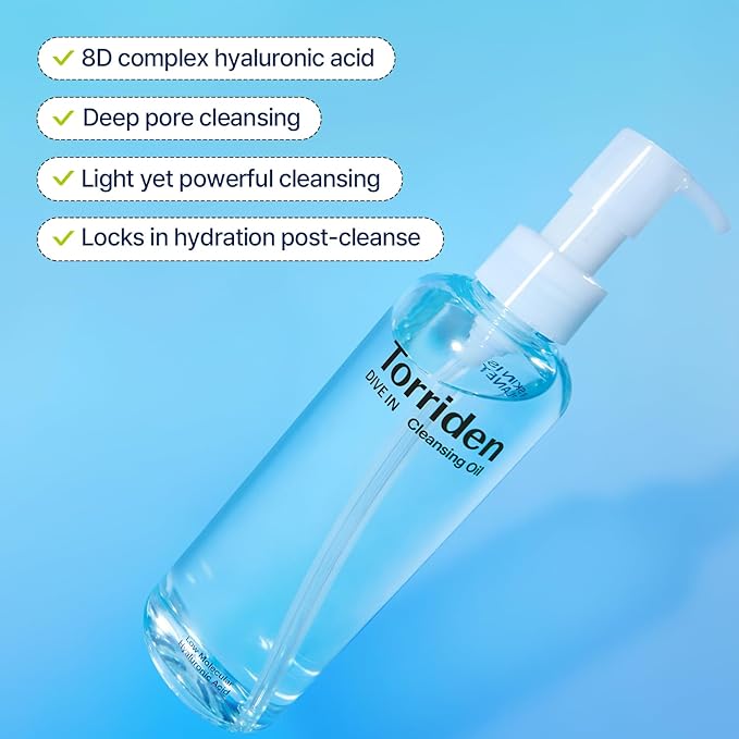 Torriden DIVE IN Cleansing Oil 200ml (6.76 fl.oz.) | Hydrating Deep Facial Cleanser for All and Sensitive Skin | Hyaluronic Acid, Panthenol, Allantoin