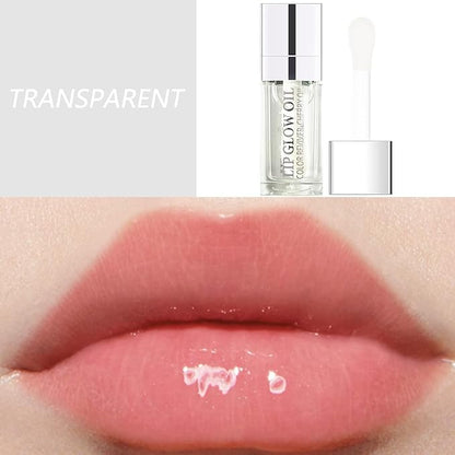Lip Oil, Hydrating Lip Gloss Tinted Lip Balm Transparent Lip Care, Big Brush Head Glitter Shine, Long Lasting Nourishing Non-sticky Fresh Texture