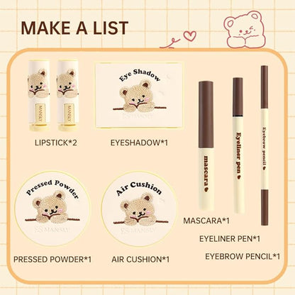 LAMUSELAND Makeup Kit for Women Girls Full Kit, 11 Pieces All in One Professional Makeup Gift Set for Beginner, include Lip Gloss, Eyebrow, Eyeliner, Eyeshadow, Blush, BB Cream (D)