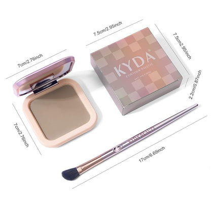 KYDA Face Sculpting Contour Palette, Smooth Matte Contour Pressed Powder, Ultra-fine Lightweight, Easy to Blend, Multiuse Baked Contour Makeup-TAUPE