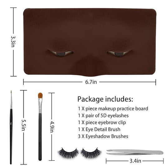 3D Eye Makeup Face Practice Board, Perfect Aid to Makeup Practicing Face Board, Reusable Silicone Face to Practice Makeup Mannequin for Beginners to Practice Eyesmakeup Kit (Black)