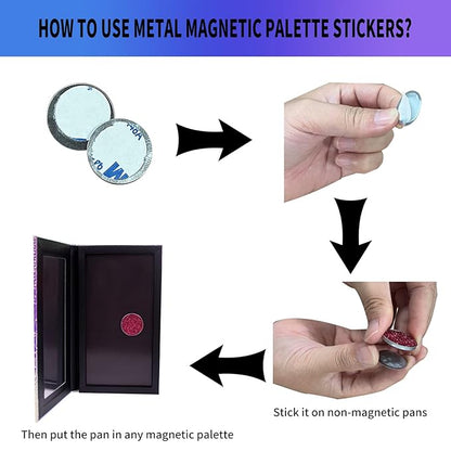 105Pcs Metal Stickers for Magnetic Palette Set, Include 1pcs Makeup Depotting Spatula,52pcs Round Metal Stickers+52pcs Square Metal Stickers, for Non-magnetic eyeshadow pan