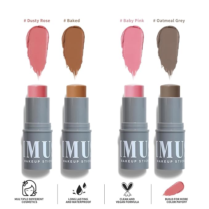 KIMUSE Cream Contour Stick Duo, Cream Blush Stick, Bronzer Shaping Stick, Creamy High Pigmented, Long Lasting, Vegan Face Make Up Sticks