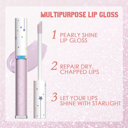 evpct 1Pcs Light Purple Glitter Metallic Lip Gloss Stain Lipstick for Women Long Lasting Waterproof 24, Light Voilet Purple Frosted Metallic Shimmer Chrome iridescent Liquid Lipstick Lip Gloss Makeup