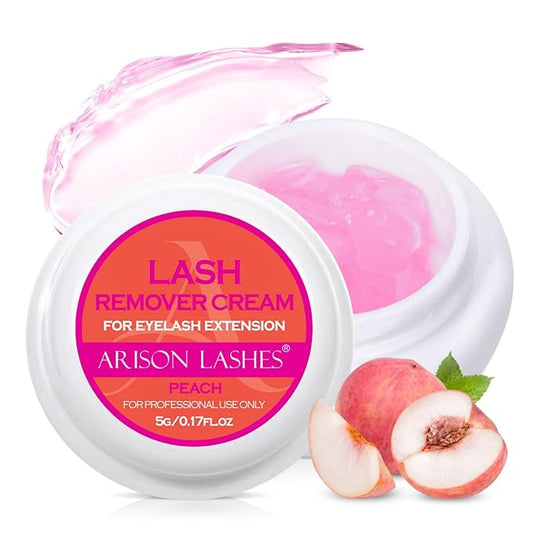 ARISON LASHES Lash Remover For Eyelash Extension Cream Remover Low Irritation Cream Remover for Sensitive Skin Fast Dissolution Professional Eyelash Extensions Salon Use(Peach)