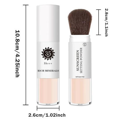 Mineral Sunscreen Setting Powder SPF 35 Mineral Brush Powder Sunscreen for Face Oil Control Matte Finish Long Lasting Lightweight Breathable for All Skin Tones & Types - 01 Translucent