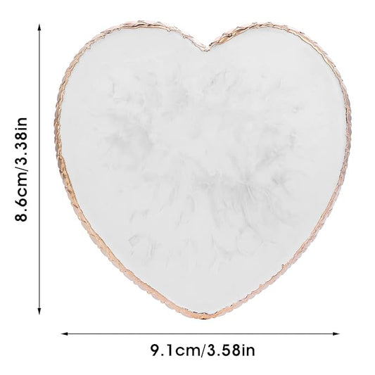 Resin Nail Art Palette Nail Mixing Palette Polish Color Mixing Plate Golden Edge Nail Holder Display Board Heart Shape Cosmetic Mixing Tools