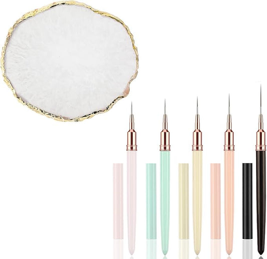 JASSINS Resin Nail Art Palette and Nail Art Liner Brushes