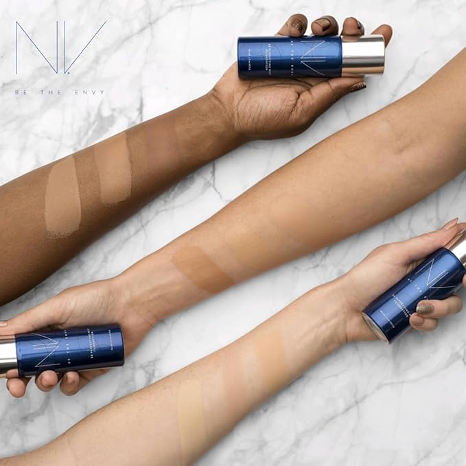 NV BB Perfecting Mist Foundation Buildable Coverage Professional Airbrush Makeup with Plant-based Stem Cell Polypeptides, Vitamins A, D, E and Aloe, 1.5 ounces, Warm Beige