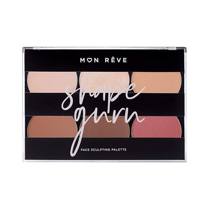 Mon Reve Shape Guru - 3-in-1 Face Sculpting Palette with Highlighter, Contour & Blush - Parabens-Free Vegan Mineral Makeup Kit for Light & Dark (03 Deep)