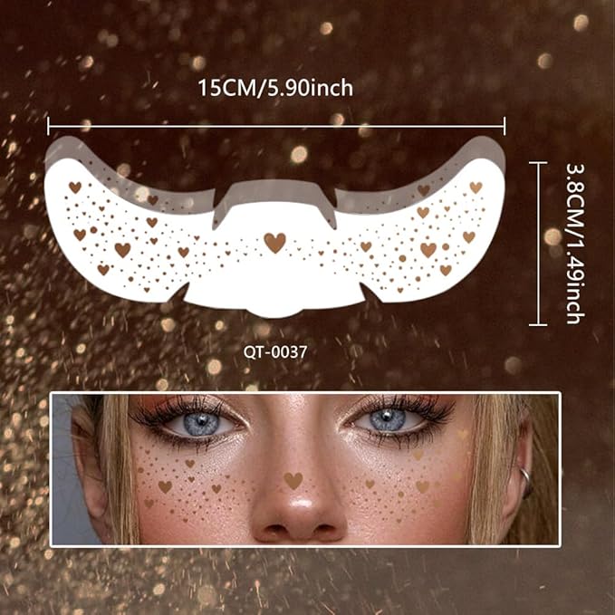 8Ps Face Glitter Speckles Patches, Brown Glitter Freckles Face Tattoo, Glow Up Makeup Patches, Cute Glitter Makeup Accessories for Women, Cosmetic Glitter for Face Gift