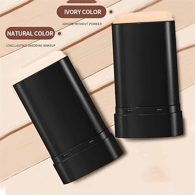 2 in 1- Luxury Anti-Wrinkle Foudation Stick, Double Head Foundation Make-Up Stick, Hydrating Lightweight Foundation Stick with Brus, Korea Flawless Eraser Foundation Stick (Natural)