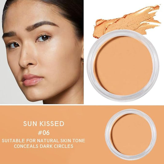 Kaely Cream Pot Concealer Full Coverage Makeup Set, Under Eye Brightener Color Correcting Concealer for Dark Circles, Waterproof Foundation Palette with Brush, Eye Ring Corrector de ojeras, 06