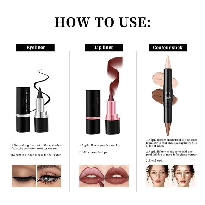 MAEPEOR Face Makeup Kit 5D Perfect Face Full Kit Contour Lipliner and Eyeliner Longlasting and Waterproof Face Makeup Set For Girls Women (Set 02)