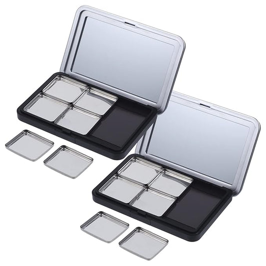 Empty Eyeshadow Palette Magnetic Makeup Palette with Mirror Refillable Eyeshadow Palette Empty Lipstick Pallet Empty Eyeshadow Pans for Eyeshadow Lipstick Blush Powder, 2PCS