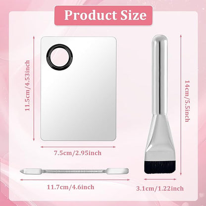 3 Pcs Make Up Spatula Tool including Cosmetic Mixing Palette Flat Foundation Brush and Makeup Scraper for Nail Art Eye Shadow Facial Cosmetic Pigment Blending