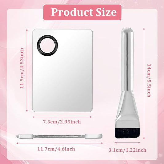 3 Pcs Make Up Spatula Tool including Cosmetic Mixing Palette Flat Foundation Brush and Makeup Scraper for Nail Art Eye Shadow Facial Cosmetic Pigment Blending