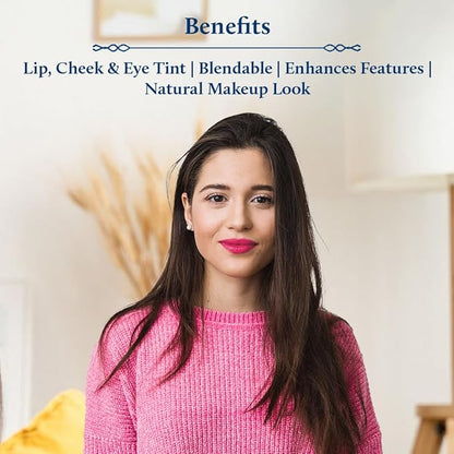 Blue Nectar Lip Tint Balm for Rosy Pink Tinted Lips | Natural Lip Tint for Dark Lips with Organic Ghee & Shea Butter | Long Lasting Lip Mosturizer (0.35 Oz)