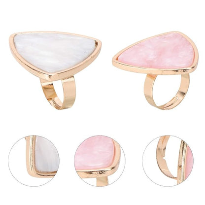 2pcs Shell Ring Palette Cream Makeup Palette Marble Nail Finger Ring Plate Nail Art Accessories Manicure Ring Nail Art Ring Makeup Palette for Foundation White Resin Mix Gel Miss
