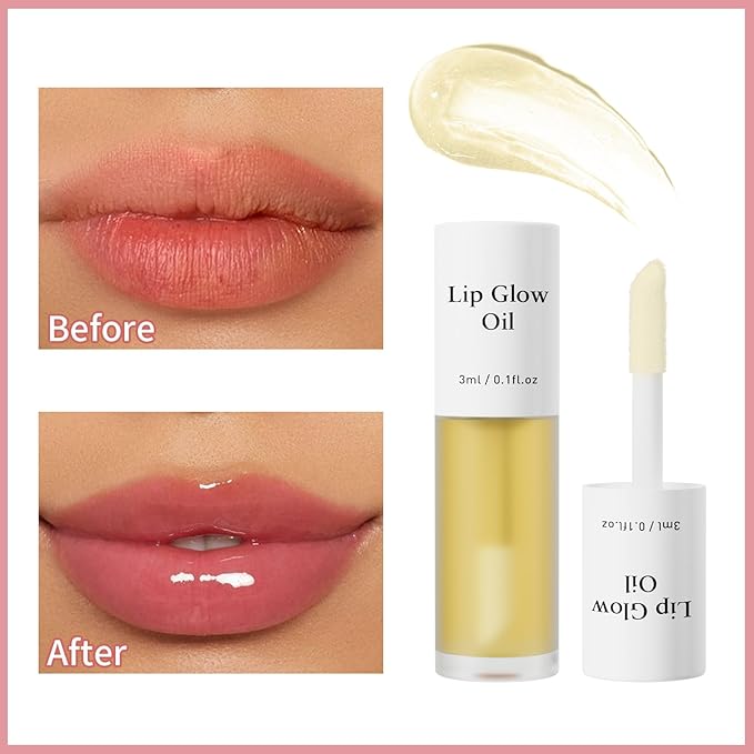 Hydrating Lip Glow Oil - Tinted Moisturizing Lip Gloss Plumping Non-Sticky Long-Lasting Shiny Fruit Flavor Lip Stain, 0.10 Fl Oz (Honey)