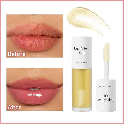 Hydrating Lip Glow Oil - Tinted Moisturizing Lip Gloss Plumping Non-Sticky Long-Lasting Shiny Fruit Flavor Lip Stain, 0.10 Fl Oz (Honey)