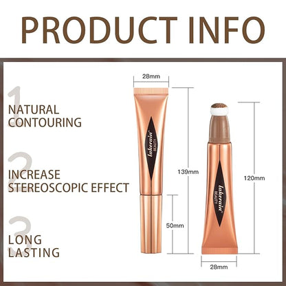 Contour Beauty Wand, Soft Liquid Contour Stick with Cushion Applicator, Silky Cream Contour Stick Natural Matte Finish, Face Contour Makeup for Women, Lightweight Breathable (06# Contour Stick)