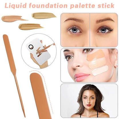 3PCS Stainless Steel Makeup Mixing Palette With Spatula - Professional Cosmetic Artist Tool for Eye Shadow, Eyelash, Nail Art, Foundation