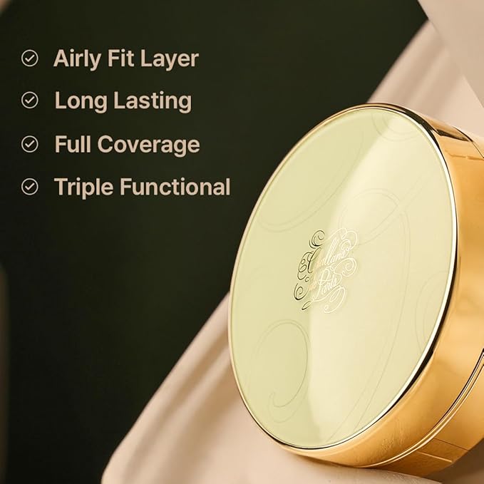 [CHALLANS de PARIS] Cushion de Lunar Excellence Cream Foundation - High Coverage, All-Day Wear, Lightweight Texture, Even Skin Tone, Hydrating Glow, All Skin Types, 0.53 oz (23 Medium Beige, 0.53 oz)