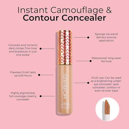 MCoBeauty Instant Camouflage And Contour Concealer - Light, 0.3 Oz - Cruelty-Free, Vegan, Full Coverage, Smooths Skin, Blurs Imperfections, Corrects Dark Circles