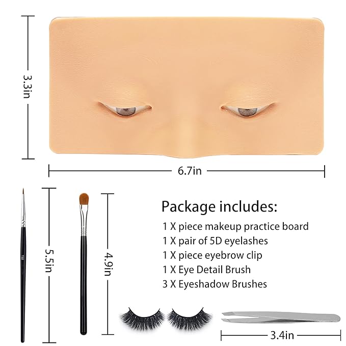 3D Eye Makeup Face Practice Board, Perfect Aid to Makeup Practicing Face Board, Reusable Silicone Face to Practice Makeup Mannequin for Beginners to Practice Eyesmakeup Kit (White)
