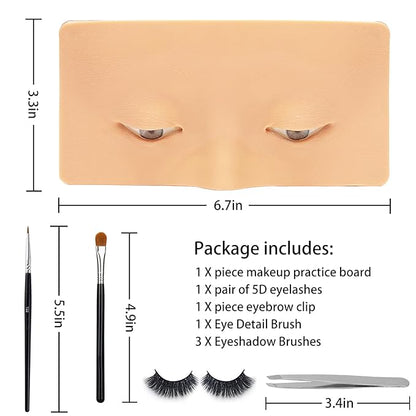 3D Eye Makeup Face Practice Board, Perfect Aid to Makeup Practicing Face Board, Reusable Silicone Face to Practice Makeup Mannequin for Beginners to Practice Eyesmakeup Kit (White)
