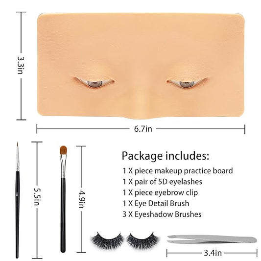 3D Eye Makeup Face Practice Board, Perfect Aid to Makeup Practicing Face Board, Reusable Silicone Face to Practice Makeup Mannequin for Beginners to Practice Eyesmakeup Kit (White)
