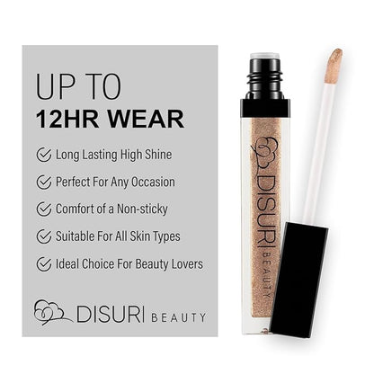 Shimmer Lip Gloss - Non-Sticky Girls Gloss - Long Lasting High Shine - 0.7 FL Oz Gloss for Girls & Women - Cruelty Free - (Pink Gold: S44)
