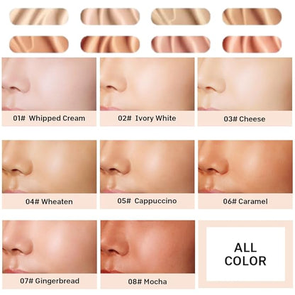 Foundation Full Coverage Liquid Foundation Cream - Lightweight Concealer - Suitable for All Skin Types (whipped cream 01)
