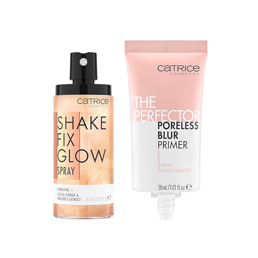 Catrice | Shake Fix Glow Spray & Perfector Poreless Primer Bundle | Full Coverage Makeup | Vegan & Cruelty Free