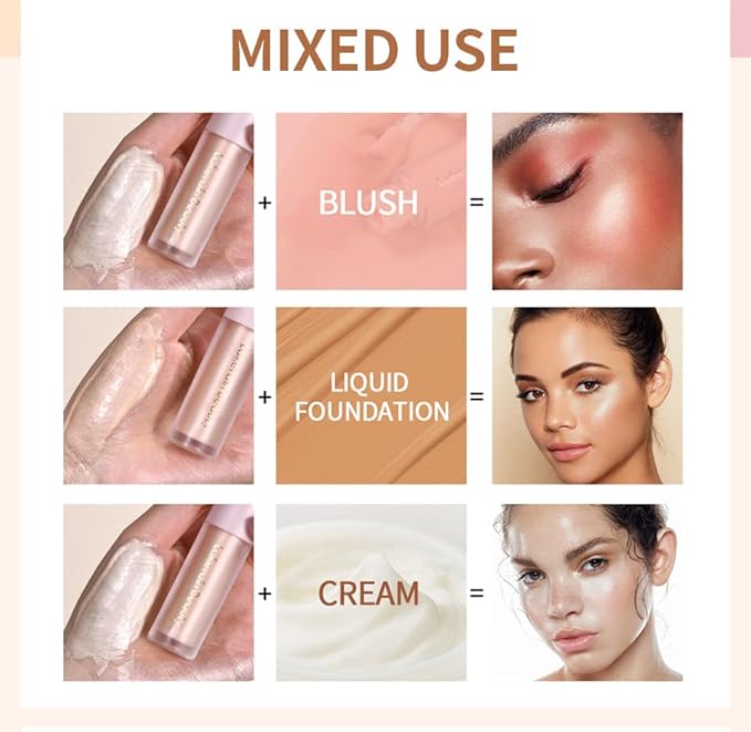 Liquid Highlighter Stick, Matte Finish, Cream Formula, 02#, Waterproof, Full Coverage, Body & Face Makeup