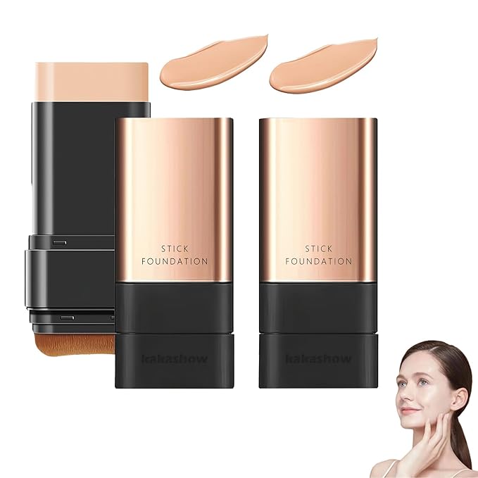 2Pcs 2 in 1- Luxury Anti-Wrinkle Foundation Stick, Korea Flawless Eraser Foundation Stick, Long-lasting Stick Foundation, Double Head Foundation Make-Up Stick (Natural)