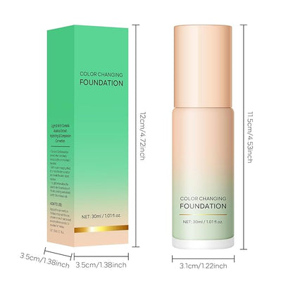 KYDA Green Color Changing Foundation, Color Correcting CC Cream with Centella, Even Red Skin Tone, Lightweight Non-Greasy, Hydrating, Sheer Coverage, Multiuse Face Concealer with Natural Finish