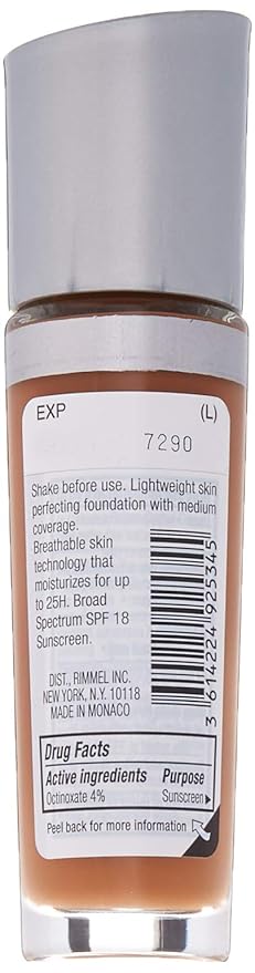 Rimmel Lasting Finish Breathable Foundation, Deep Mocha, 1 Fluid Ounce