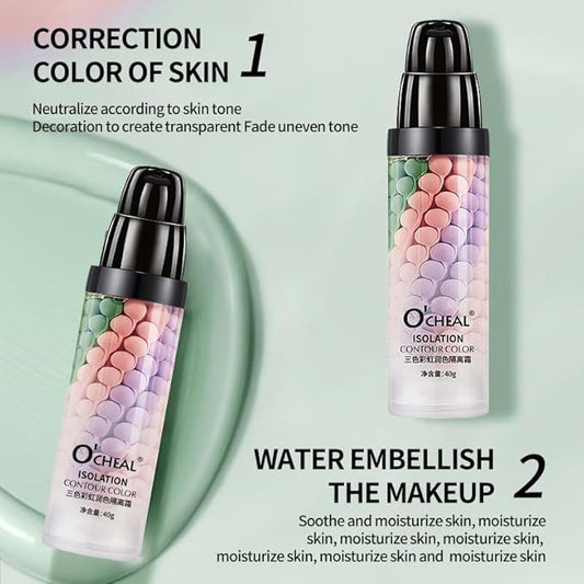 Color Correcting Facial Primer SPF 50 PA+++,3 In 1 Isolation Cream One Step Brightening Primer to Even Skin Tone Primer Oil Control Skin Corrector Face Makeup Base